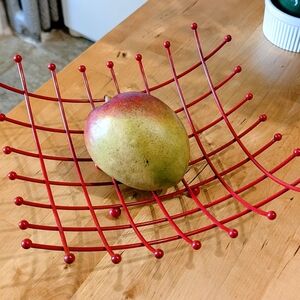 Vintage Ikea "Atomic" Red Wire Fruit Basket